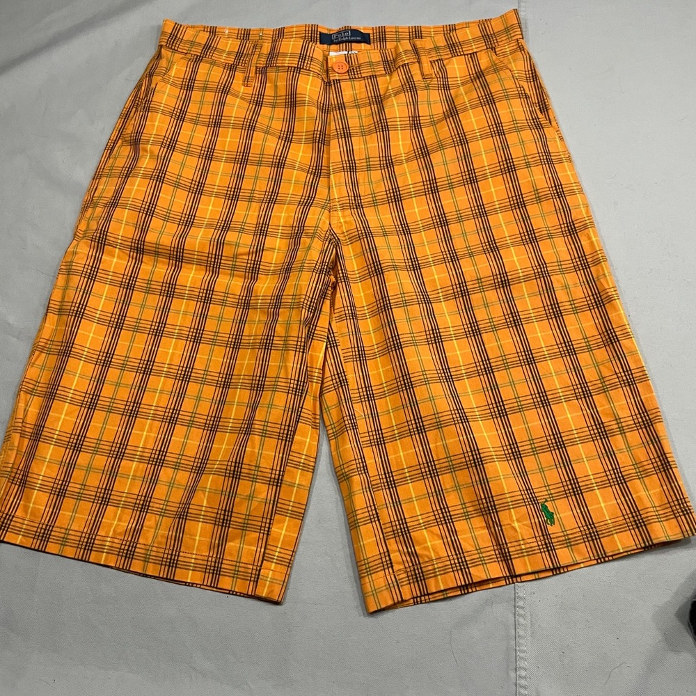 Ralph Lauren Men's Vibrant Orange Plaid Shorts